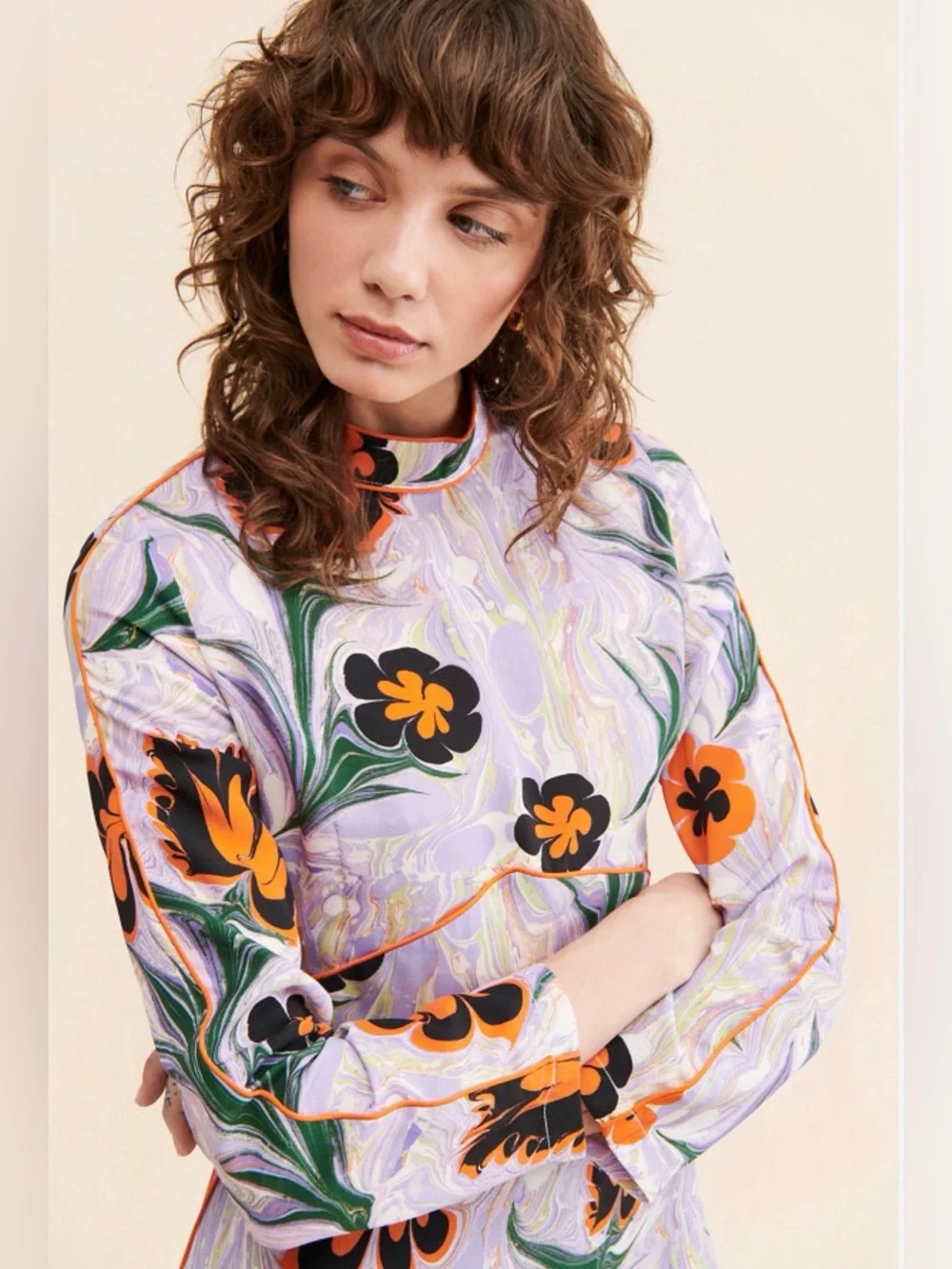 Untitled in Motion Floral Mini Dress XS Tencel Mock Neck Retro Mod NWT Summer - Picture 1 of 13